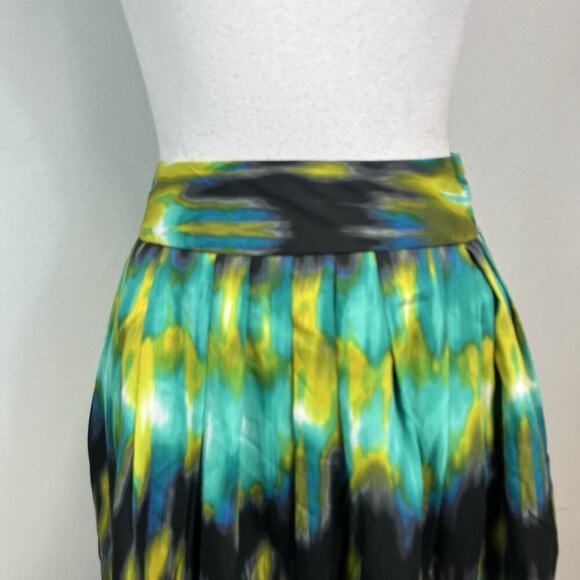 Worthington Skirt sz 8 Blue Green Watercolors A Line Pleated Knee Career Church - Picture 3 of 7